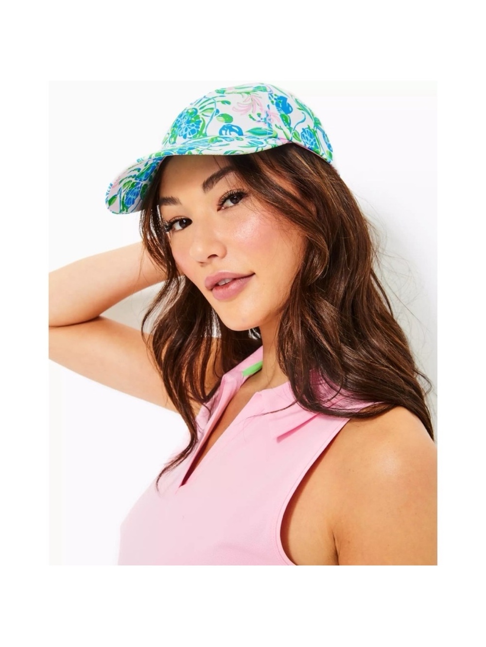 NWT  Lilly Pulitzer Run Around Floral Leaves Hat Baseball Adjustable Cap Hat​